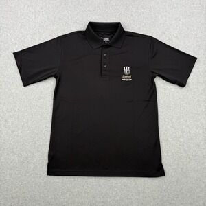 Monster Energy Shirt Mens Small Black Polo Muscle‎ Stretch Short Sleeve Logo